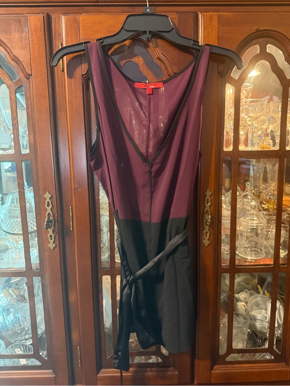 Narciso Rodriguez Two-Tone Plum and Black Slip Blouse
